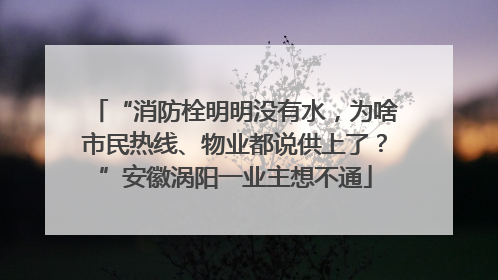 “消防栓明明没有水，为啥市民热线、物业都说供上了？”安徽涡阳一业主想不通