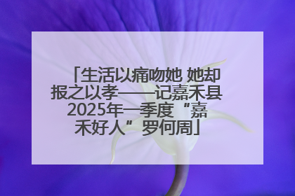 生活以痛吻她 她却报之以孝——记嘉禾县2025年一季度“嘉禾好人”罗何周