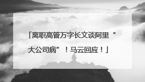 离职高管万字长文谈阿里“大公司病”！马云回应！