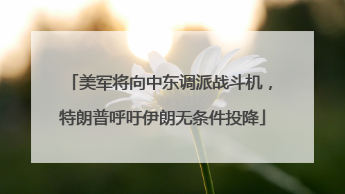 美军将向中东调派战斗机，特朗普呼吁伊朗无条件投降