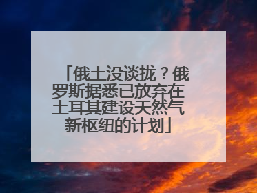 俄土没谈拢？俄罗斯据悉已放弃在土耳其建设天然气新枢纽的计划