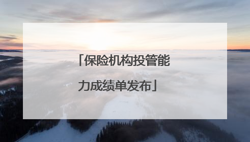 保险机构投管能力成绩单发布