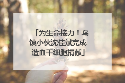 为生命接力！乌镇小伙沈佳斌完成造血干细胞捐献