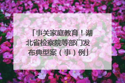事关家庭教育！湖北省检察院等部门发布典型案（事）例