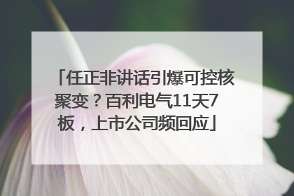 任正非讲话引爆可控核聚变？百利电气11天7板，上市公司频回应