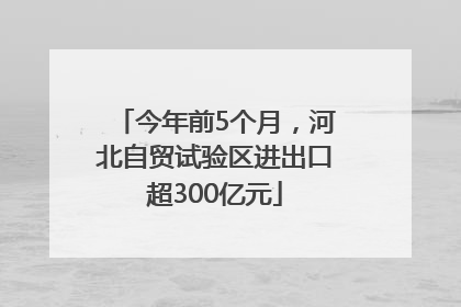 今年前5个月，河北自贸试验区进出口超300亿元