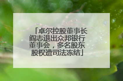卓尔控股董事长阎志退出众邦银行董事会，多名股东股权遭司法冻结