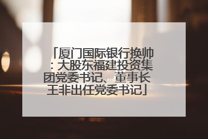 厦门国际银行换帅：大股东福建投资集团党委书记、董事长王非出任党委书记