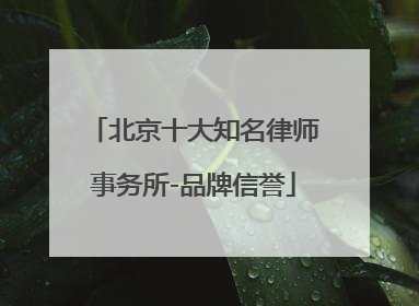 北京十大知名律师事务所-品牌信誉
