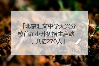 北京汇文中学大兴分校首届小升初招生启动，共招270人
