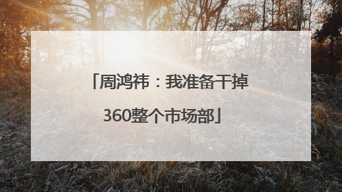 周鸿祎：我准备干掉360整个市场部