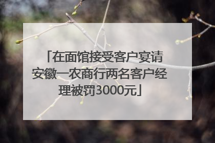 在面馆接受客户宴请 安徽一农商行两名客户经理被罚3000元