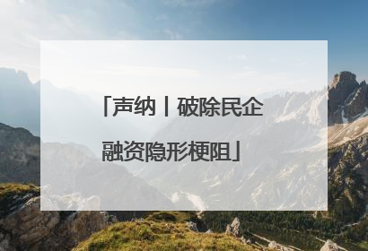 声纳丨破除民企融资隐形梗阻