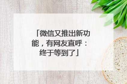 微信又推出新功能，有网友直呼：终于等到了