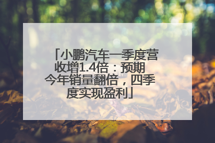 小鹏汽车一季度营收增1.4倍：预期今年销量翻倍，四季度实现盈利
