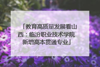 教育高质量发展看山西：临汾职业技术学院新增高本贯通专业