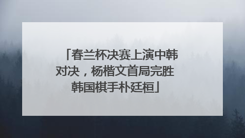 春兰杯决赛上演中韩对决，杨楷文首局完胜韩国棋手朴廷桓