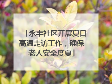 永丰社区开展夏日高温走访工作，确保老人安全度夏