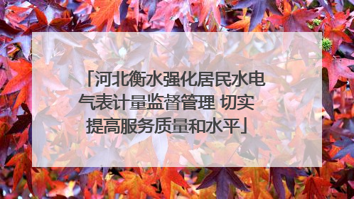 河北衡水强化居民水电气表计量监督管理 切实提高服务质量和水平