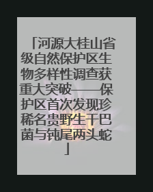 河源大桂山省级自然保护区生物多样性调查获重大突破——保护区首次发现珍稀名贵野生干巴菌与钝尾两头蛇