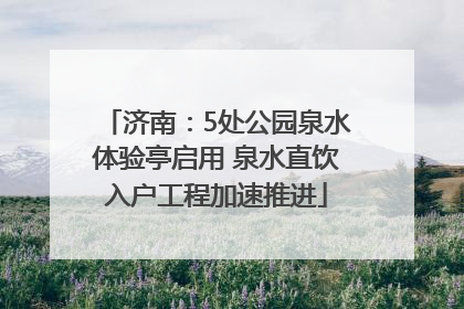 济南：5处公园泉水体验亭启用 泉水直饮入户工程加速推进