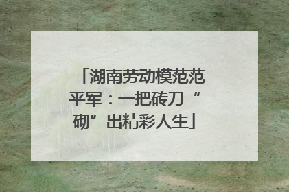 湖南劳动模范范平军：一把砖刀“砌”出精彩人生