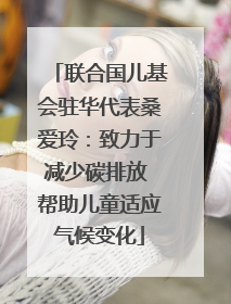 联合国儿基会驻华代表桑爱玲：致力于减少碳排放 帮助儿童适应气候变化