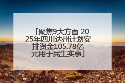 聚焦9大方面 2025年四川达州计划安排资金105.78亿元用于民生实事