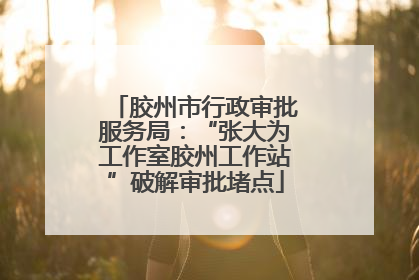 胶州市行政审批服务局：“张大为工作室胶州工作站”破解审批堵点