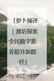萝卜辣评｜潍坊探索全民数字素养提升新路径