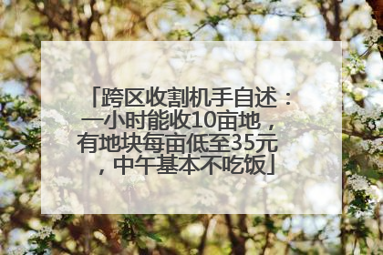 跨区收割机手自述：一小时能收10亩地，有地块每亩低至35元，中午基本不吃饭