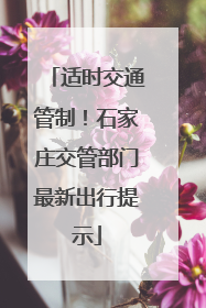 适时交通管制！石家庄交管部门最新出行提示