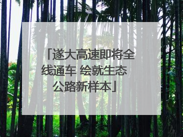 遂大高速即将全线通车 绘就生态公路新样本