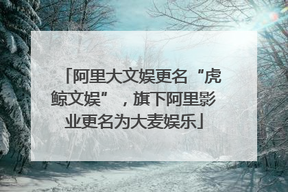 阿里大文娱更名“虎鲸文娱”，旗下阿里影业更名为大麦娱乐