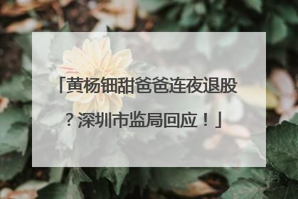 黄杨钿甜爸爸连夜退股？深圳市监局回应！